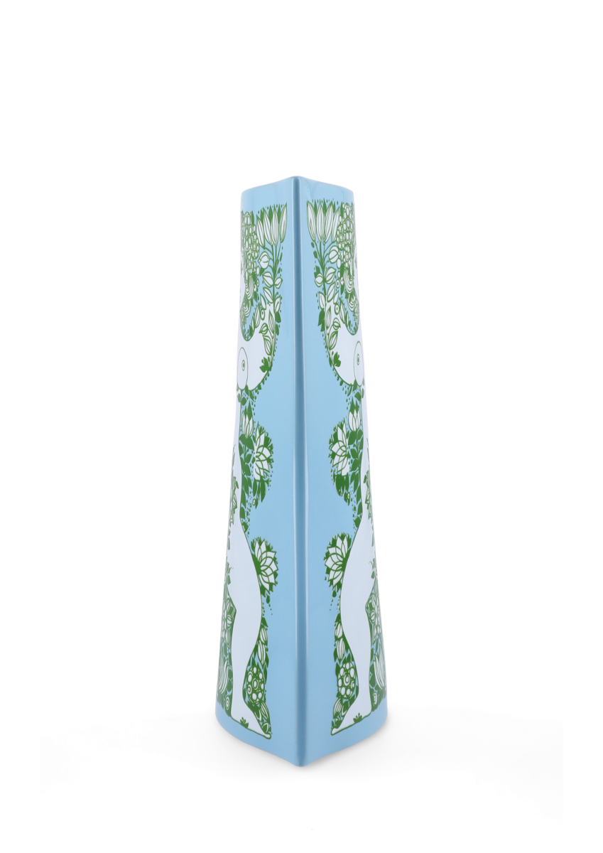 Nina vase, H28,5 cm - lyseblå/grøn